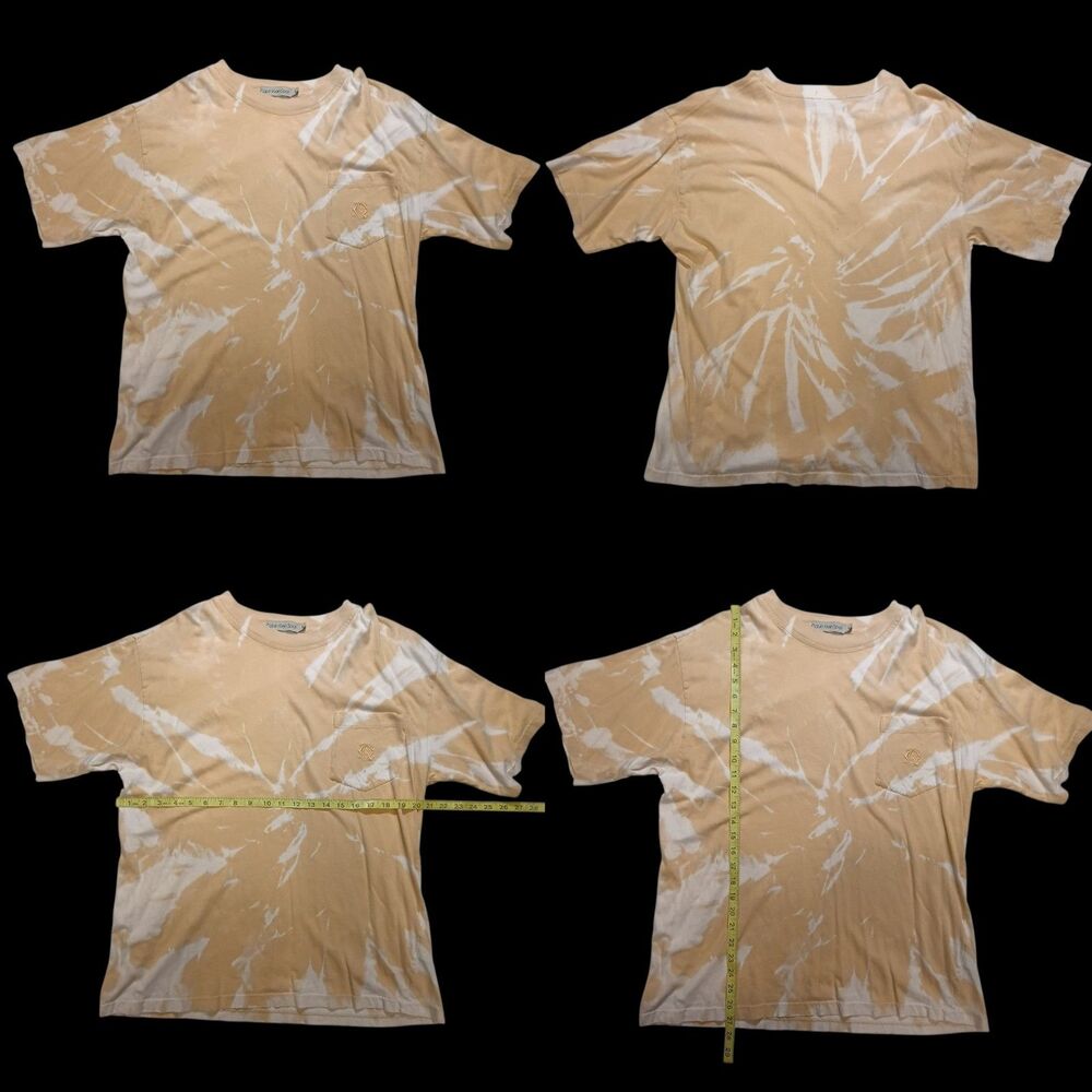 Vintage Calvin Klein Sport T-Shirt Mens Large Yellow Tie Dye Pocket Crest Logo